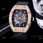 Best Quality Copy Richard Mille Rm010 Rose Gold Full Diamonds Watch Automatic